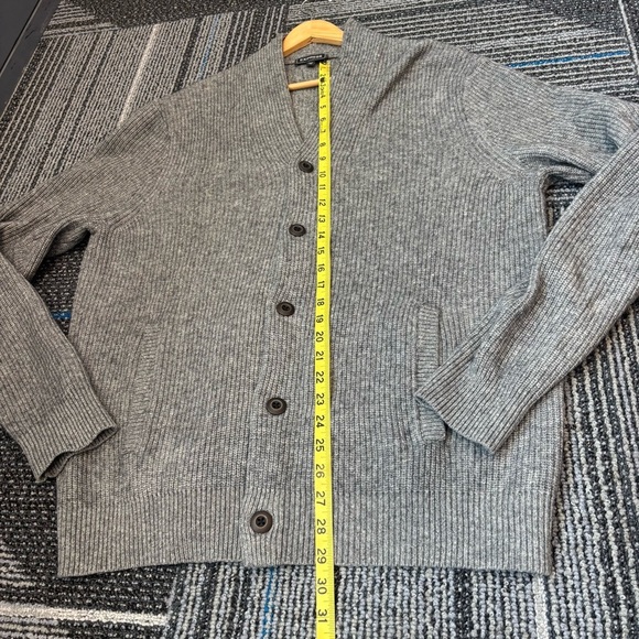 Express XL Cardigan Sweater Shawl Collar Gray Button-Up Wool Blend Pockets - Picture 11 of 12